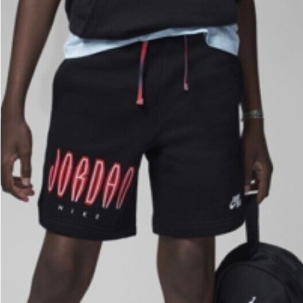 JORDAN x NIKE MJ MVP Big Kids Youth Boys Large Drawstring Fleece Shorts Black
